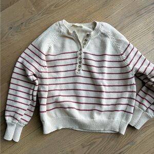 Sezane Leotine Jumper Ecru/Rosewood sz XS